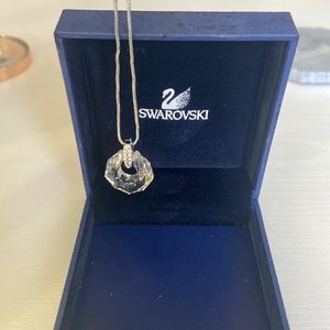Silver and clear pendant-Swarovski necklace